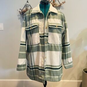 Banana Republic Green Plaid Button-Up Jacket